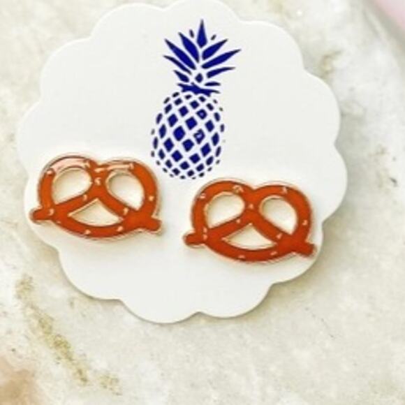 Pretzel Signature Enamel Stud Earrings - Picture 1 of 2